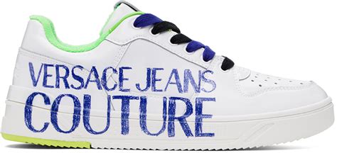 White Starlight Logo Sneakers by Versace Jeans Couture on 